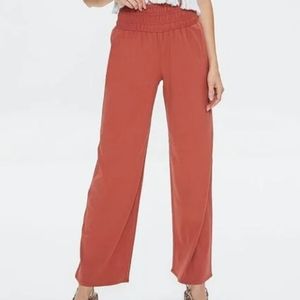Smocked Waist Wide Leg Pants